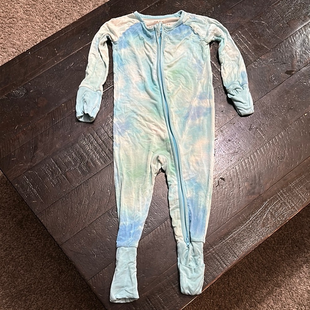 Little Sleepies Blue and Green Footies One Piece